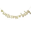 Welcome Baby Gold Glitter Banner- Baby Shower,Pregnancy Announcement, Gender Reveal Party Supplies (Gold)