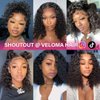 VELOMA Deep Wave Bob Wig Human Hair 13x4 Hd Lace Front Wig For Women Pre Plucked With Baby Hair 180% Density Short Curly Bob Deep Wave Lace Front Wigs Human Hair Super Soft 10inch
