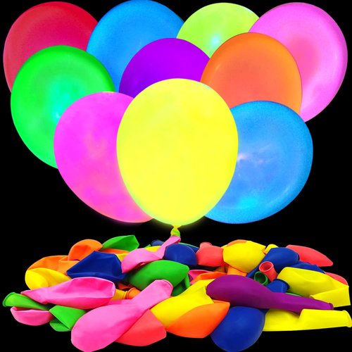 310 Pieces Colored Neon Balloons for Black Light Glow in the Dark Balloons Neon Party Supplies Glow Balloons UV Reactive Fluorescent Latex Balloons for Kids Birthday Party Decoration
