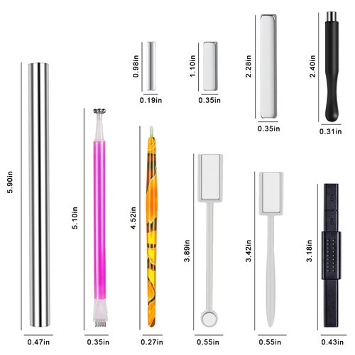 WOKOTO 10Pcs nail art Cat Eye Magnet For Nails gel polish Magnets Pens For Cat Eye Nail Art Tools Gradient Ombre Design Magnetic Sticks tools For Women Nails Magnets For Magnetic Nail Polish Magnet