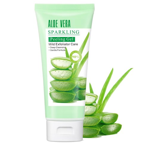 Peeling Gel, Aloe Vera Face Exfoliator,Aloe Vera Sparkling Peeling Gel, Facial Scrub,Deep Cleansing,Gently Exfoliating Face Wash For All Skin Types