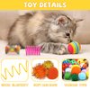 QUOZUO Kitten Toys, 60PCS Cat Balls Springs Toy Set, Sparkle Ball, Cat Mouse Toy, Cat Crinkle Balls, Cat Springs, Cat Ball Toy, Furry Cat Toys Balls Soft Pom Pom Balls
