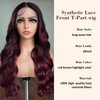 beauty proya Ombre Red Highlights Synthetic Lace Front Wigs 26 Inch Long Loose Wave Heat Resistant Hair Wig Glueless Synthetic HD Lace Wigs for Black Women