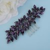 Teyglen Crystal Bride Wedding Hair Comb Bridal Purple Rhinestone Hair Side Comb Hair Accessories for Bride Simple Purple Crystal Hair Piece Sparkly Headpiece for Women Girls