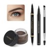 Eyebrow Pen Makeup Kit, with 4 Tip Waterproof Microblading Eyebrow Pencil, Eyeliner, Eyebrow Pomade and Dual-ended Eyebrow Brush, Brow Pencil Eyebrow Kit for Natural Looking - Black Brown