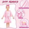 Jecery 18 Pcs Spa Party Supplies for Girls 6 Satin Kimono Robe 6 Spa Headband 6 Disposable Foam Pedicure Slippers (Pink,Size 6)