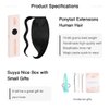 SUYYA Ponytail Human Hair Wrap Around Clip in Hair Piece Ponytail Extension Human Hair Straight Human Hair Ponytail Extensions with Magic Paste 80G 16 Inch #1B Natural Black