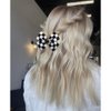 2 pcs Checkered Hair Bow Clips for Women Girls Bows Hair Clips Small Butterfly Hair Clips 4 Inch Black and White Racing Fan Hair Accessories for Ponytails Pigtails Braids
