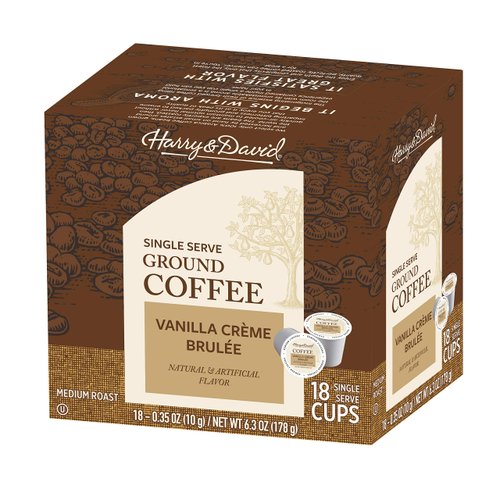 Harry & David Single Serve Ground Coffee Vanilla Creme Brûlée , One Box of 18 Servings