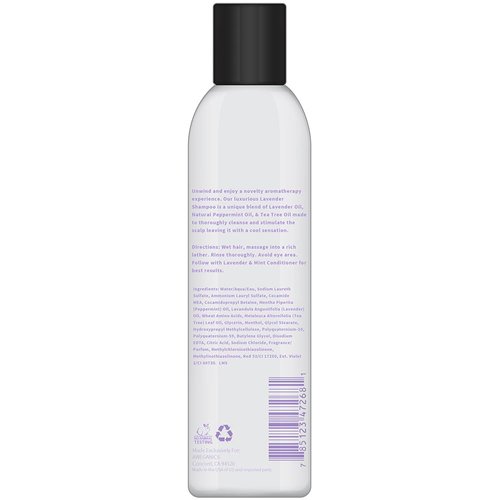 AWEGANICS Lavender Mint Hair Shampoo - Inspiring Natural Aromatherapy Invigorating Purple Shampoos - Hydrating, Cleansing, Moisturizing - Paraben-Free, Cruelty-Free, Peppermint, Tea Tree