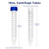 Membrane Solutions Conical Centrifuge Tubes 15mL, 50 Pack Sterile Plastic Test Tubes with Screw Caps, Polypropylene Container with Graduated and Write-on Spot, Non-Pyrogenic, DN/RNase Free