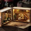 TuKIIE DIY Miniature Dollhouse Kit with Furniture, 1:32 Scale Opened & Closed Mini Cube Wooden Doll House Creative Room for Kids Teens Adults(Bagel Time)