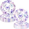 80 Pcs Butterfly Birthday Party Supplies Spring Butterfly Disposable Paper Plates Napkins Forks Dinnerware for Butterfly Theme Girls Baby Shower 1st 2nd 3rd 4th Bday Party Decorations