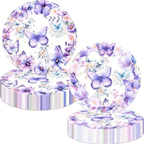 80 Pcs Butterfly Birthday Party Supplies Spring Butterfly Disposable Paper Plates Napkins Forks Dinnerware for Butterfly Theme Girls Baby Shower 1st 2nd 3rd 4th Bday Party Decorations