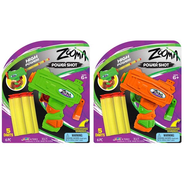 JA-RU Mini Foam Dart Gun (2 Toy Gun Pistol) w/ 5 Refill Soft Bullet Foam Darts for Kids. Fidget Gun Toy, Bulk Party Favors for Boys, Treasure Chest Toys. 5483-2s