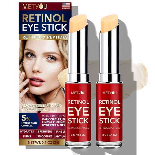 Retinol Under Eye Brightener Stick, Dark Circles Under Eye Treatment for Women with 5% Hyaluronic...