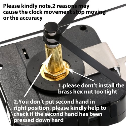 Hicarer 28 mm Long Shaft Quartz Clock Movement Clock Parts Repair Kit (Black)