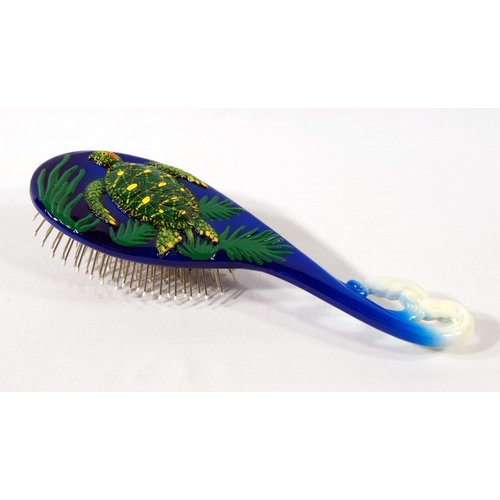 Handpainted Green Sea Turtle Hair Brush Mirror Set (Set of 2)