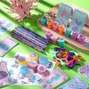 Faccito Mermaid Party Favors Mermaid School Stationery Set Class Reward Gift Notebooks Pencils Sharpener Erasers Stickers Sharpeners Stampers Mermaid Birthday Decoration Supplies (Beautiful,172 Sets)