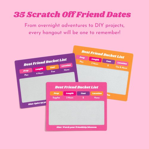 Happy Duo Best Friend Bucket List - 35 Scratch Off Friend Dates, for Women, Friendship Gifts for Women, Best Friend Birthday Gifts for Women, Gifts for Friends Women