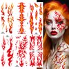 6 Sheets Flame Temporary Tattoo Stickers Realistic Waterproof Face Body Arm Makeup Decoration for Women Men Halloween Party Arm Collarbone Leg DIY Art Props (Red Orange)