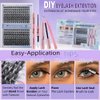 DIY Lash Extension Kit 280 Pcs Lash Clusters Kit Individual Lashes Natural 9-16mm D Curl with Bond Seal Tweezers Pearl Stickers Lash Glue Remover for Beginner Eyelash Extensions at Home (30D+40D)