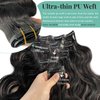 Seamless Clip in Hair Extensions Human Hair, Body Wave Natural Black Hair Extensions Real Human Hair Clip in Extensions, 7pcs 100G 16 Inch Ubetta Remy Human Hair Extensions for Women