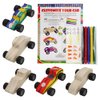Attatoy DIY Craft Wood Car Kit (5-Pack); Unfinished Mini Wooden Race Car Craft Project for Kids