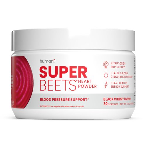 humanN SuperBeets Beet Root Powder - Nitric Oxide Supplement for Heart Health, Circulation & Blood Pressure Support - Non-GMO Superfood, Beetroot Powder Black Cherry, 30 Servings