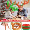 2 Set Christmas Inflatable Reindeer Antler Ring Toss Game Xmas Antler Heandband Toys Christmas Party Game Supplies for School Family Team Game Indoor Outdoor (2 Antler Hat, 8 Rings, 2 Reindeer Nose)