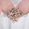 CROWN GUIDE Gold Rhinestone Bridal Hair Comb Barrette Handmade Flower Clip Pin Wedding Hair Accessories Pieces for Women Rose Gold