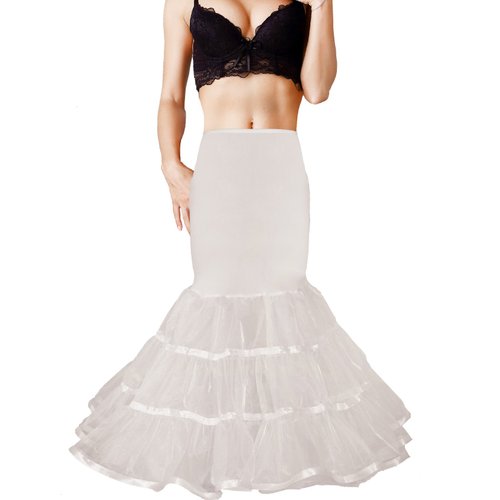 Shimaly Women's Mermaid Petticoat Fishtail Underskirt Trumpet Petticoat for Wedding Dress (S-M,Ivory)