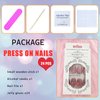 Short Press on Nails, Oval Cat Eye Acrylic Nails Press ons Artificial Fake Nails Wine Red Full Cover False Nails with Designs Glossy Stick on Nails for Women 24 Pcs
