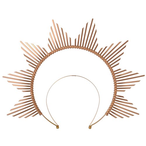 BLESSUME Gold Spike Halo Crown Headpiece NYLON ZIP TIE Wedding Bride Hair Band Tiara