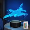 Anywin Warplane Night Lights,Kids Airplane 3D Night Light Bedside Lamp Fighter Toy Light 7 Colors Changing with Remote Control Best Christmas Gifts and Birthday Gifts for Boys Girls Kids Baby