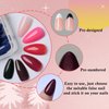 LoveOurHome 288pc Almond Press on Nails Medium Fake Nails Tips Acrylic Nails Press ons Nail Short Stiletto Glue on Nail French Tips Press on Nail Women Girls Artificial False Nail with Adhesive Tabs