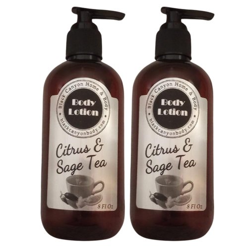 Black Canyon Citrus & Sage Tea Scented Luxury Body Lotion with Lanolin and Jojoba Oil, 8 Oz (2 Pack)