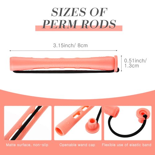 WILLBOND 48 Pieces Plastic Pink Perm Rods Long Variety Hair Perm Rods Hair Curling Roller Rods for Women Hair Hairdressing Styling Tools