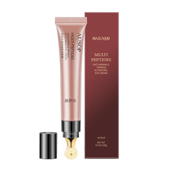 RAZUYEN Anti-Aging Caffeine Eye Cream with Metallic Applicator, Eyebag Remover, Under Eye Cream Skin Care Anti-Wrinkles, Fine Lines, Dark Circles, 0.6 OZ