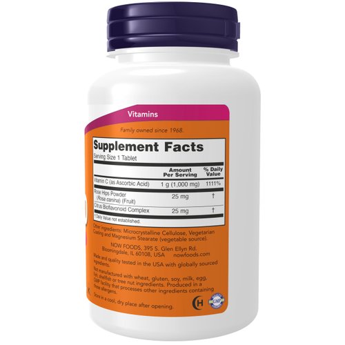 NOW Foods Supplements, Vitamin C-1,000 with Rose Hips & Bioflavonoids, Antioxidant Protection*, 100 Tablets