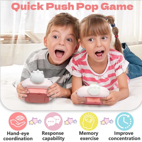 Intoypad Unicorn Quick Push Pop Fidget Game Toys, Light Up Fidget Toy with 1 Min Auto-Off Electric Pop Bubble Game Controller Handheld Puzzle Game Sensory Toys Birthday for Kids Girls