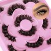 Natural False Eyelashes Fluffy Mink Lashes 3D Wispy D Curl Eye Lashes Russian Strip Thick Full False Eyelashes 5 Pairs 21mm by Focipeysa Eyelashes