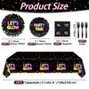 Glow in The Dark Party Supplies - Include Glow in The Dark Plates, Napkins and Fluorescent Tablecloths for Glow Party Supplies Black Light Neon Party Decorations, Serve 20