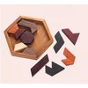 Wooden Hexagon Puzzle for Kid Shape Pattern Block Brain Teaser Puzzles Wood Block Puzzle Geometric Tangram Puzzle Blocks Game STEM Montessori Educational Gift for Kids (Classic Brown)