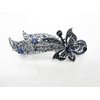 Generic Blue or gray butterfly flower crystal hair barrette clip bridal clip (Primary color: Gray), 1 Count (Pack of 1)