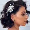 Latious Flower Bride Wedding Hair Clip Silver Pearl Bridal Hair Barrettes Rhinestones Hair Piece for Women and Girls