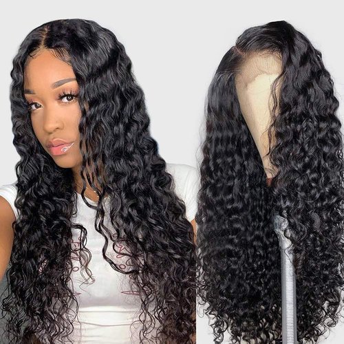 13x4 Water Wave Lace Front Wigs Human Hair Pre Plucked Glueless Wigs for Black Women 180 Density ...