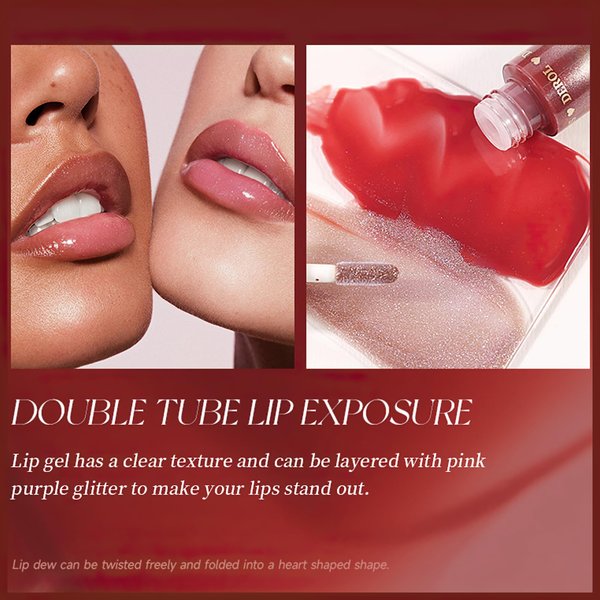 MIELIKKI 2-In-1 Double-ended Plumping Lip Gloss, Shiny Glossy Liquid Lipstick, Hydrating Lip Oil, Dewy Finish, High Shine, Long-Lasting, Moisturizing, Not Fade, PERCEPTION