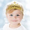 HLLMX 2 PCS Baby Girls Super Elastic Tiara Birthday Crown Headband Birthday Rhinestone Crown Headbands for Princess Girl Birthday Tiara Crown Headband Set Prom King Crown Hair Accessories