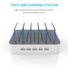 Charging Station for Multiple Devices, MSTJRY 5 Port Multi USB-A Charger Station with Power Switch Designed for iPhone iPad Cell Phone Tablets (White, 6 Mixed Short Cables Included)